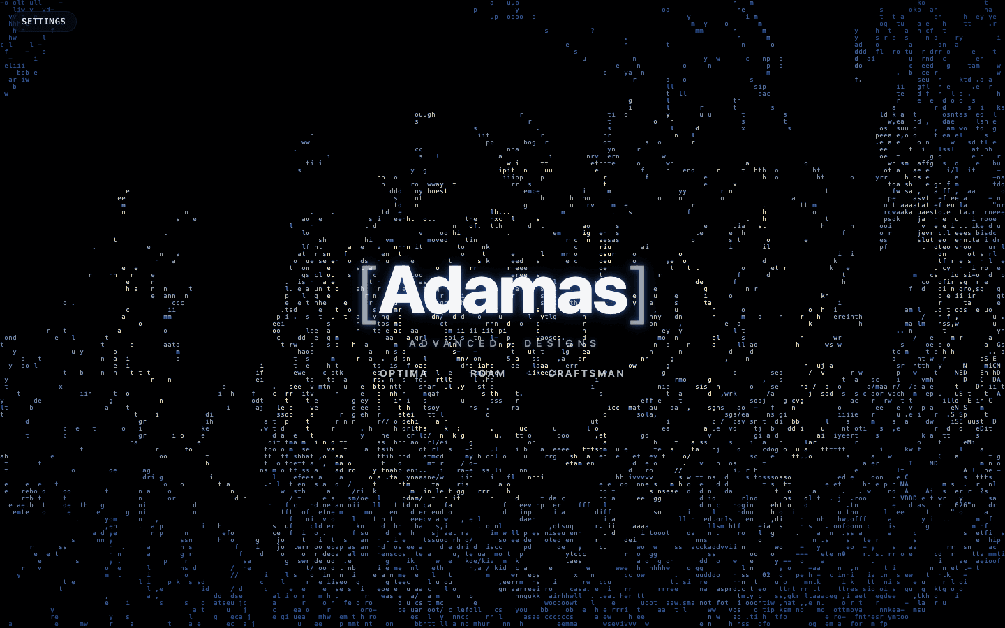 Adamas Advanced Designs ASCII spiral galaxy landing